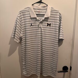 Michigan Jordan Striped Coaches Polo